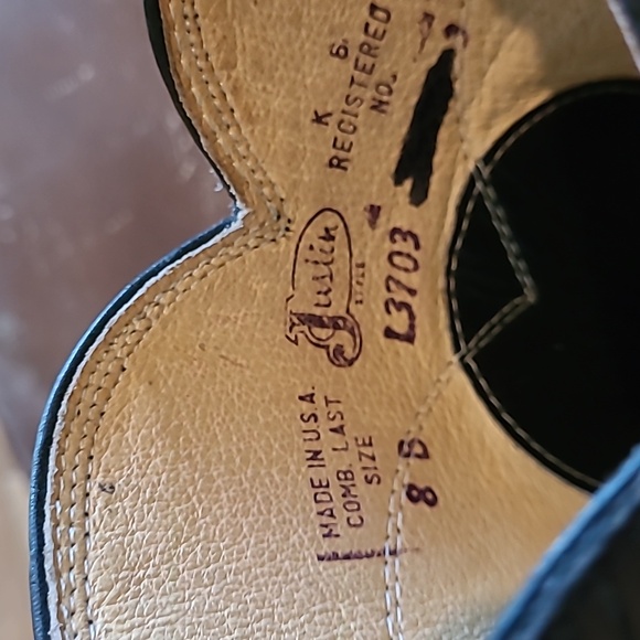 Black Leather Justin Roper Boots 8B - Picture 7 of 9